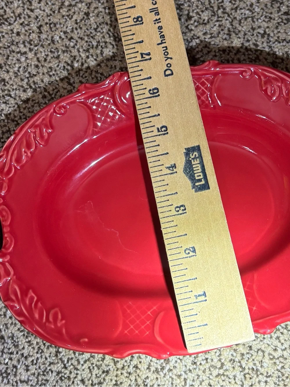 10 STRAWBERRY STREET 7 x 10” Red Decorative Ceramic Serving Platter